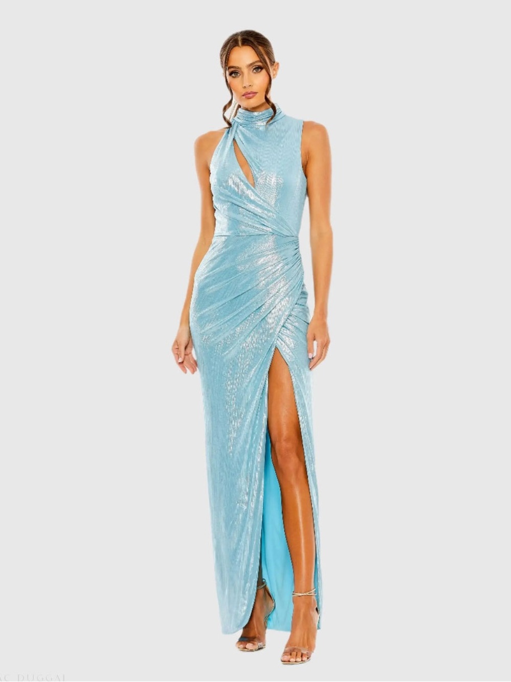 MAC DUGGAL Blue High Neck Sleeveless Gown 27085
